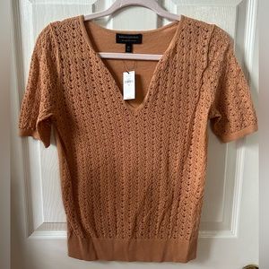Banana Republic Cutout Camel/ Tan Sweater Blouse, NWT, XS